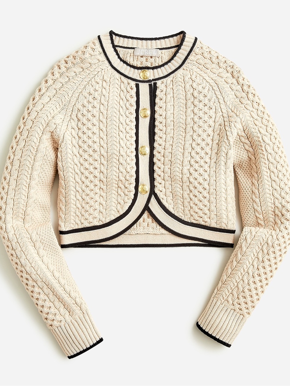 J. Crew Cropped cable-knit sweater lady jacket